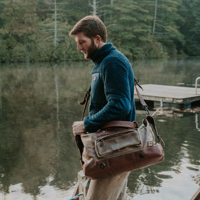 Rugged Outdoors Waxed Canvas Weekend Bag | Field Khaki w/ Chestnut Brown Leather